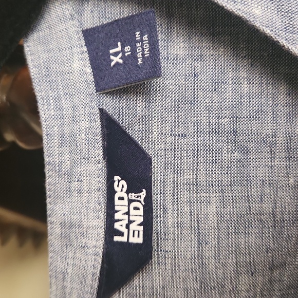 Lands' End, Women's Bluish Gray Linen Button Down Tunic Shirt Dress SZ XL - Picture 6 of 10